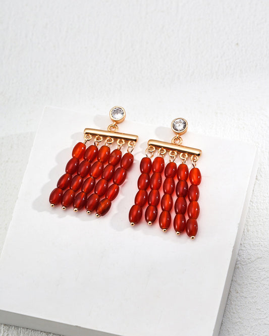 Red Agate Drop Earrings