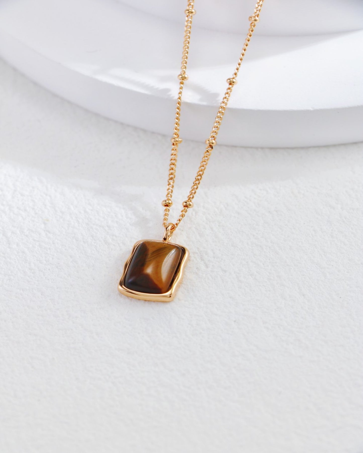 S925 Gold-Plated Tiger's Eye Pendant Necklace