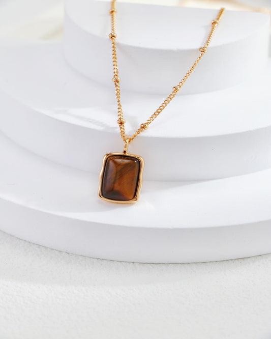 S925 Gold-Plated Tiger's Eye Pendant Necklace