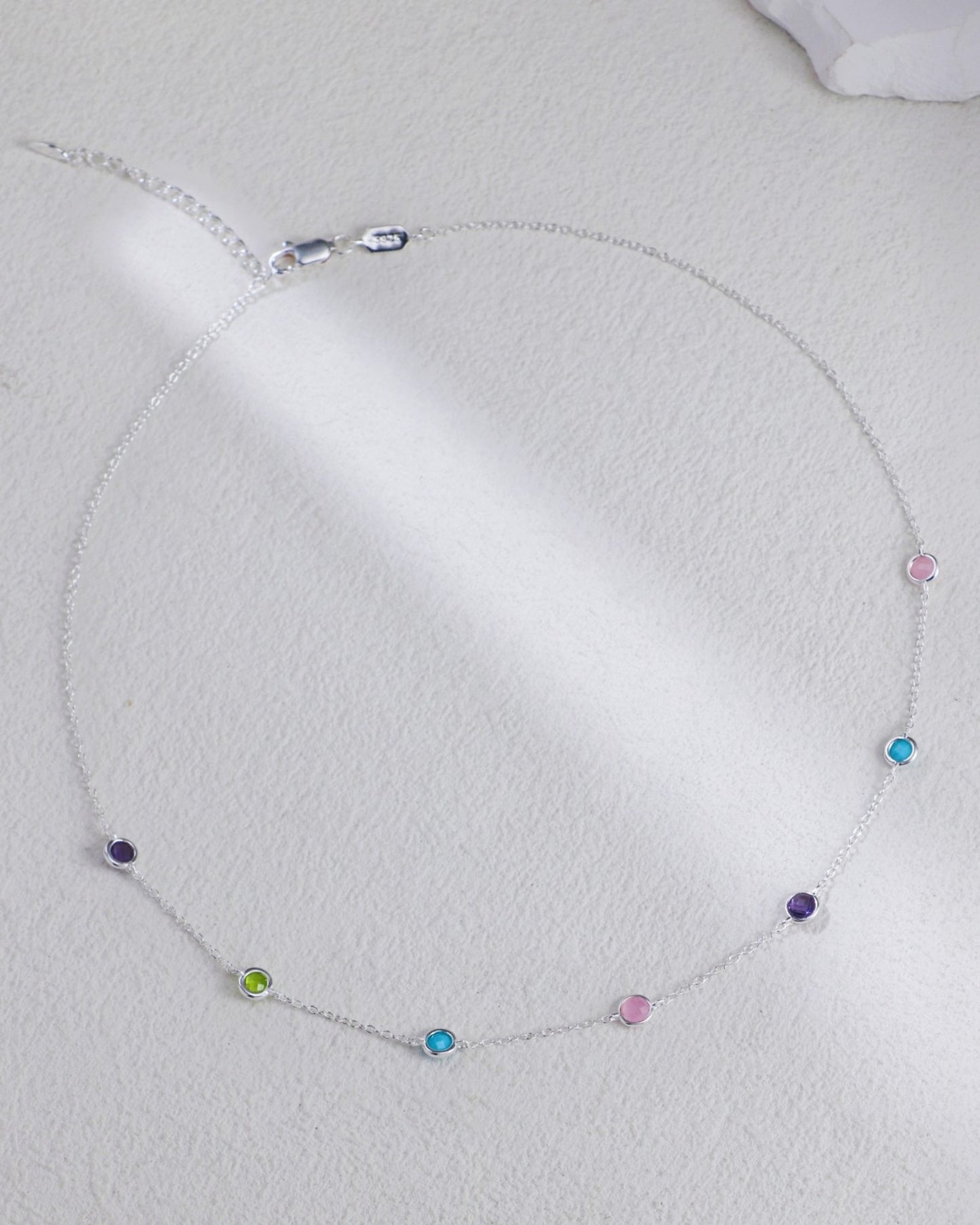 S925 Multicolor Gemstone Necklace