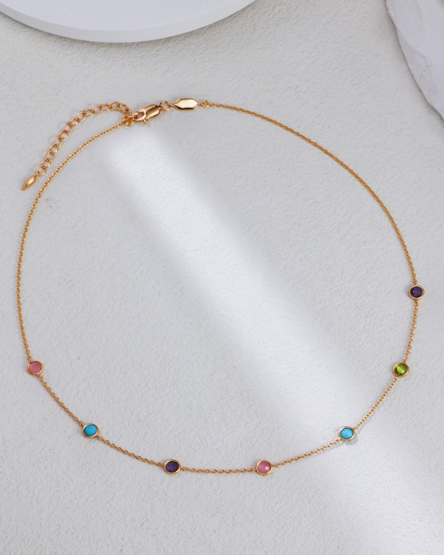 S925 Multicolor Gemstone Necklace