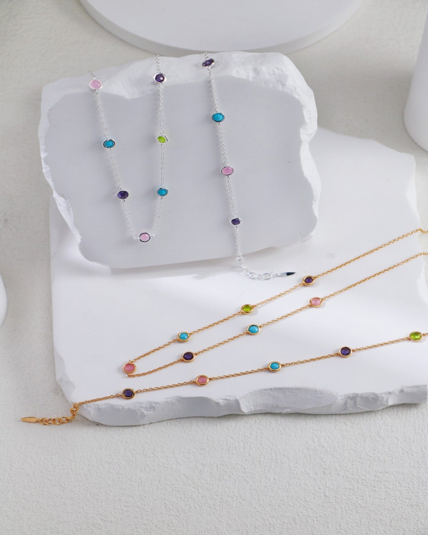 S925 Multicolor Gemstone Necklace