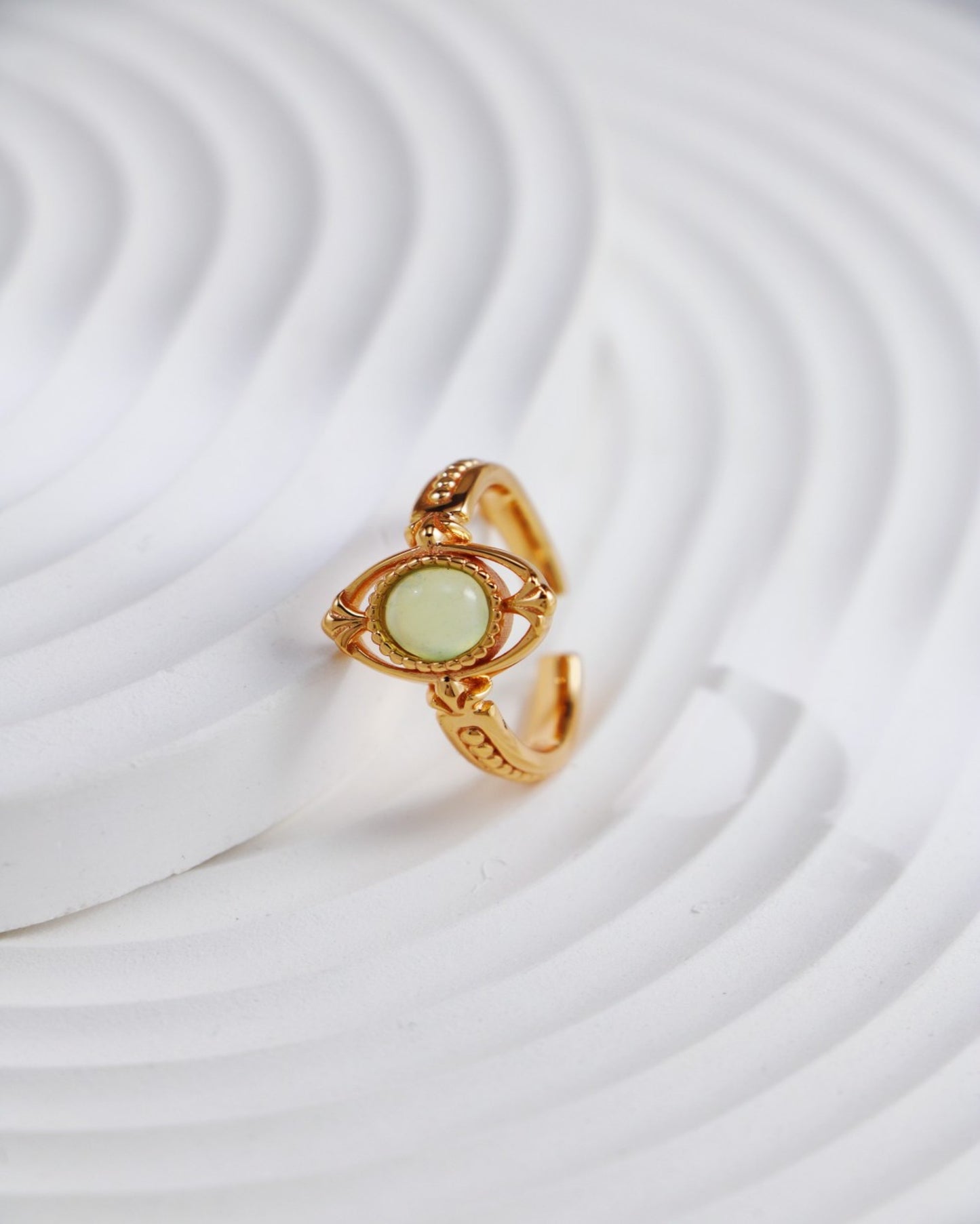 S925 Gold-Plated Jade Grape Stone Adjustable Ring