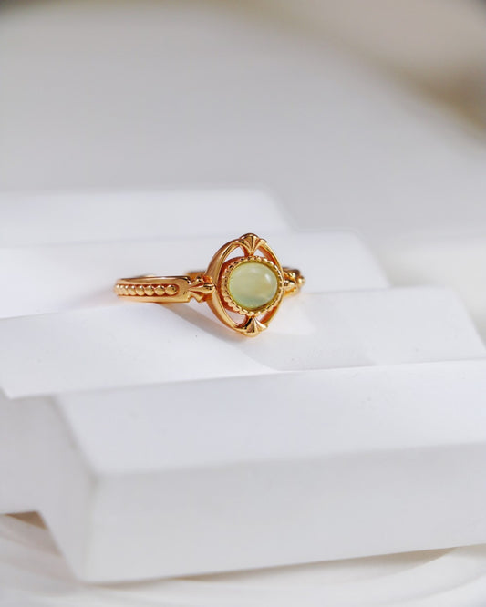 S925 Gold-Plated Jade Grape Stone Adjustable Ring