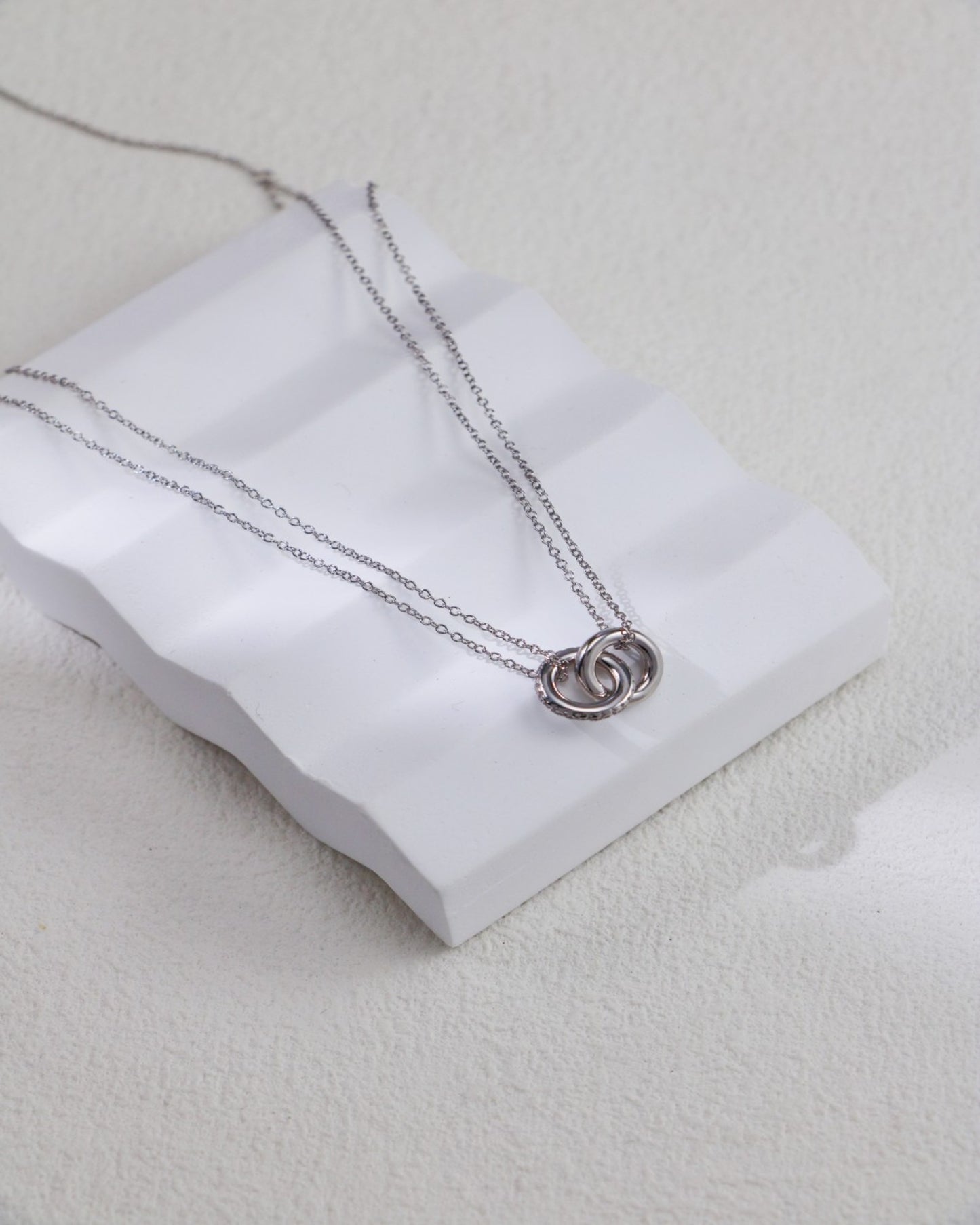 S925 Double Ring Pendant Necklace