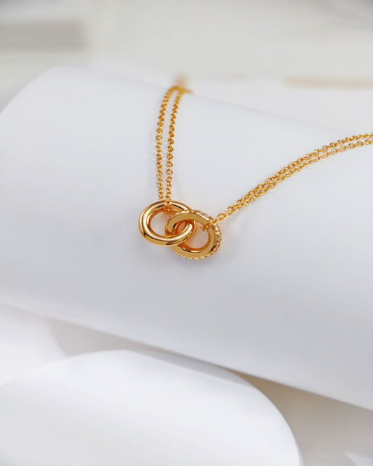 S925 Double Ring Pendant Necklace