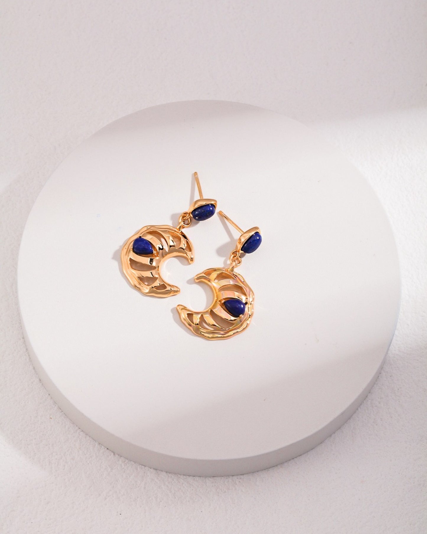 Blue Stone Moon Earrings