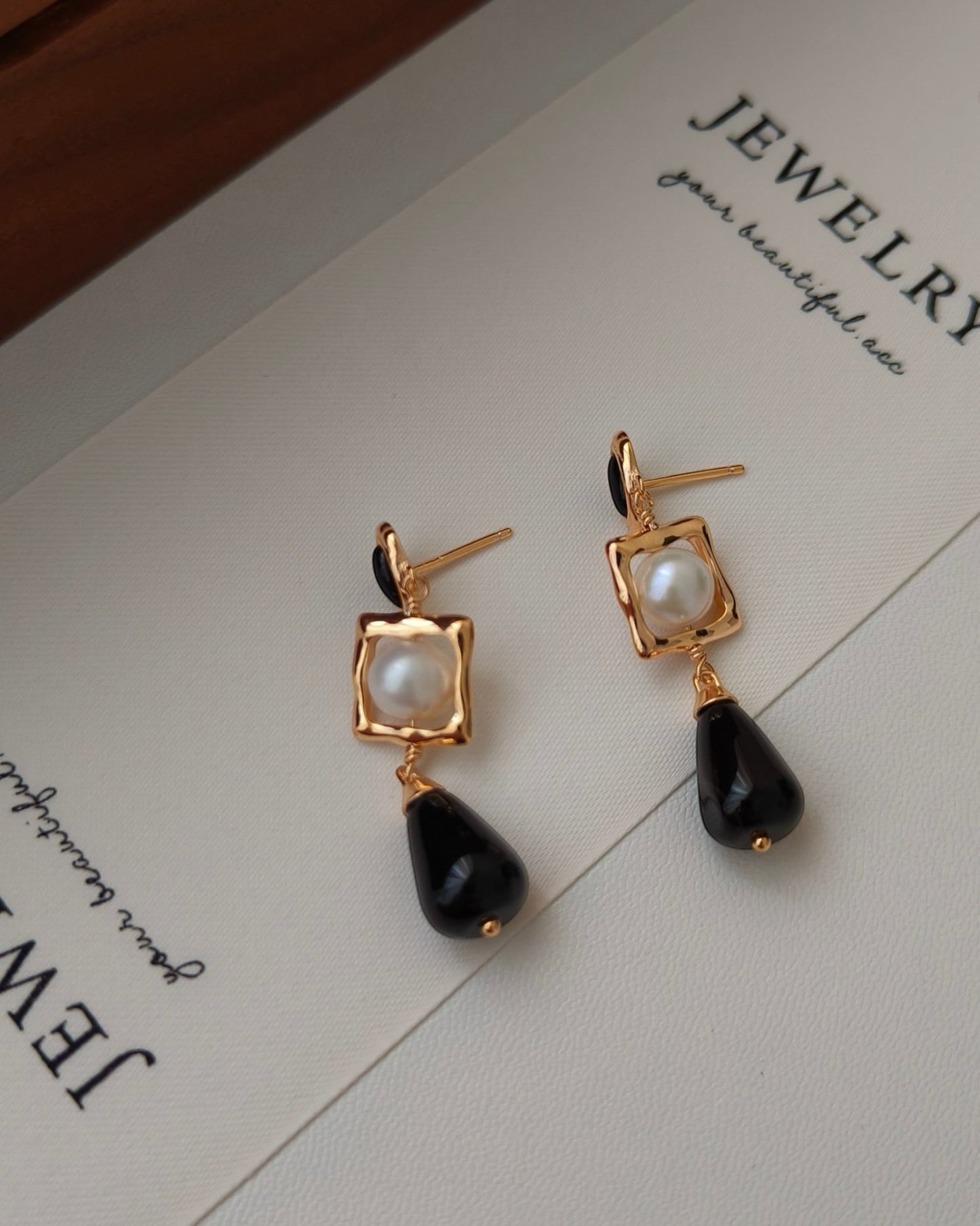 Elegant Black Onyx & Pearl Earrings