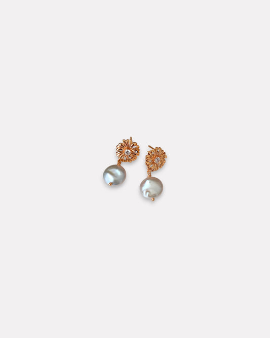 Floral Pearl Drop Earrings