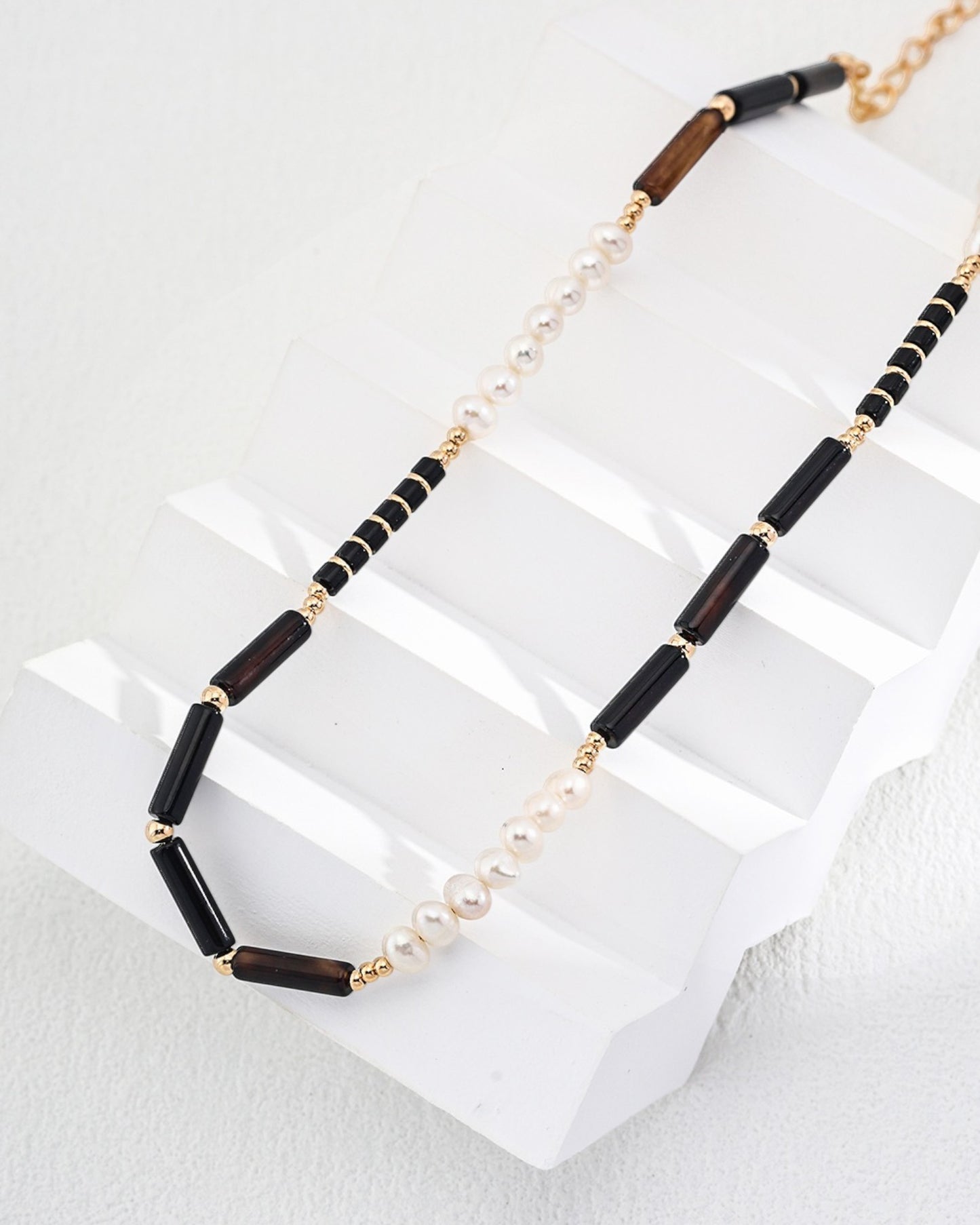 Black Agate and Pearl Necklace