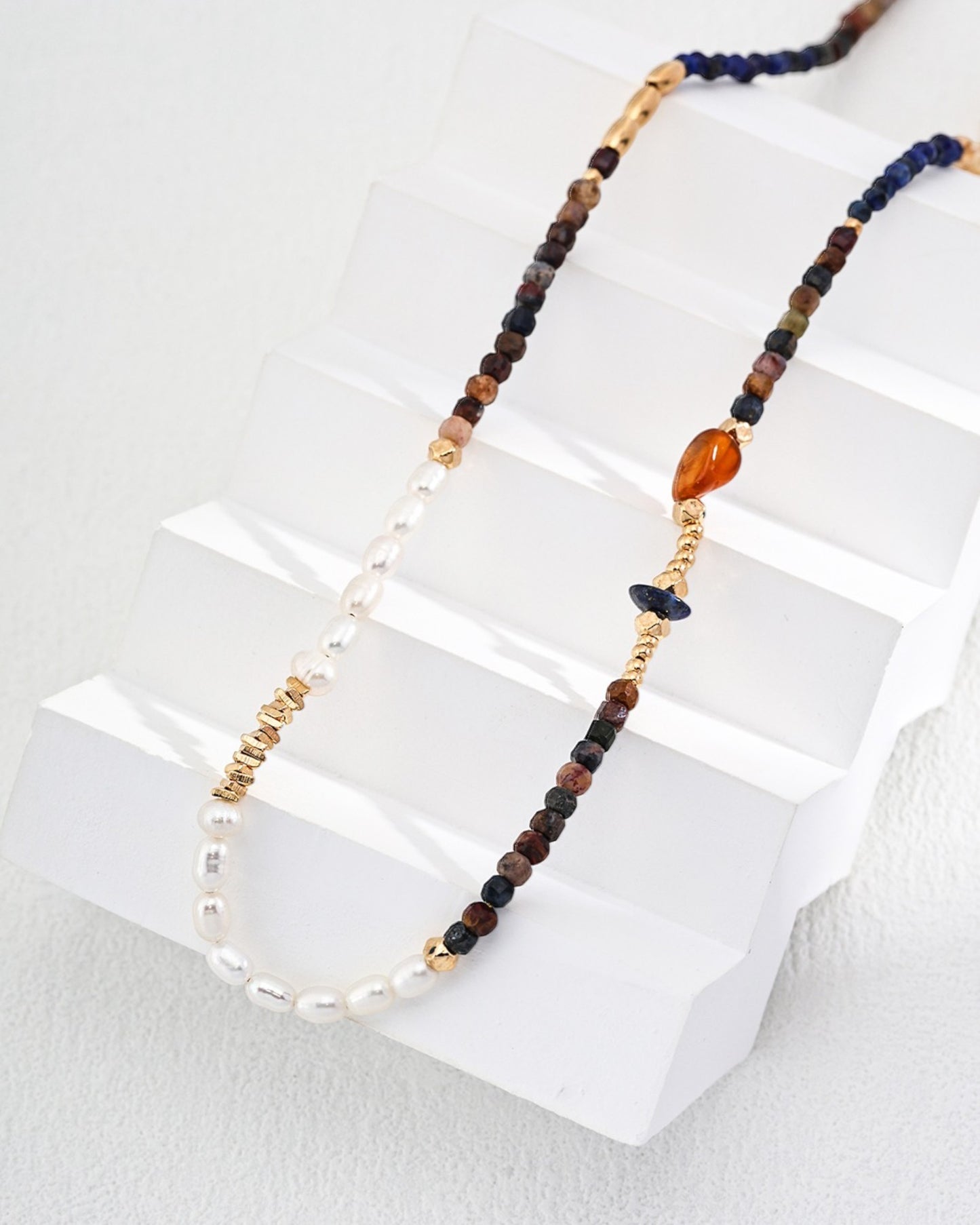 Tiger Eye and Pearl Necklace