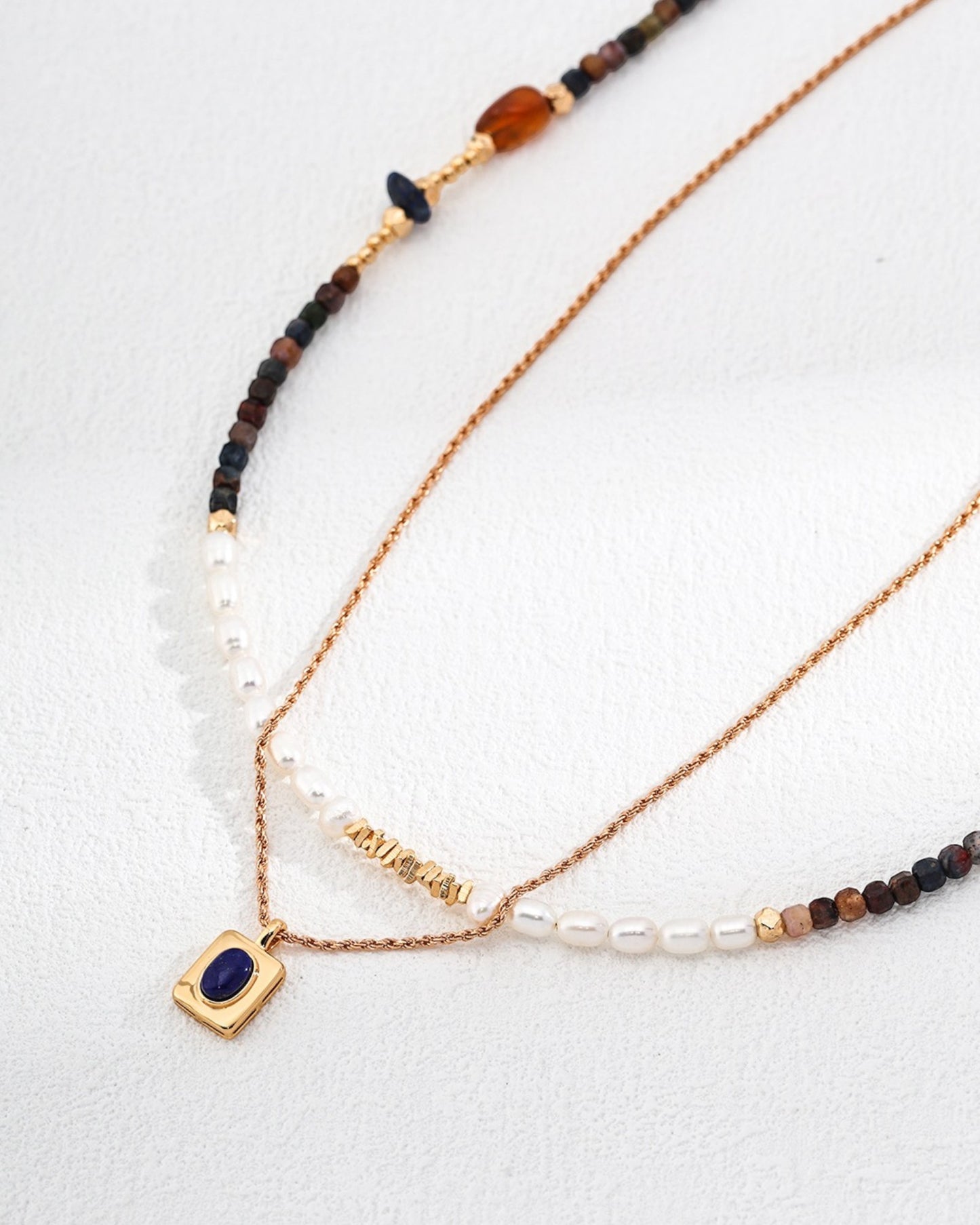 Tiger Eye and Pearl Necklace