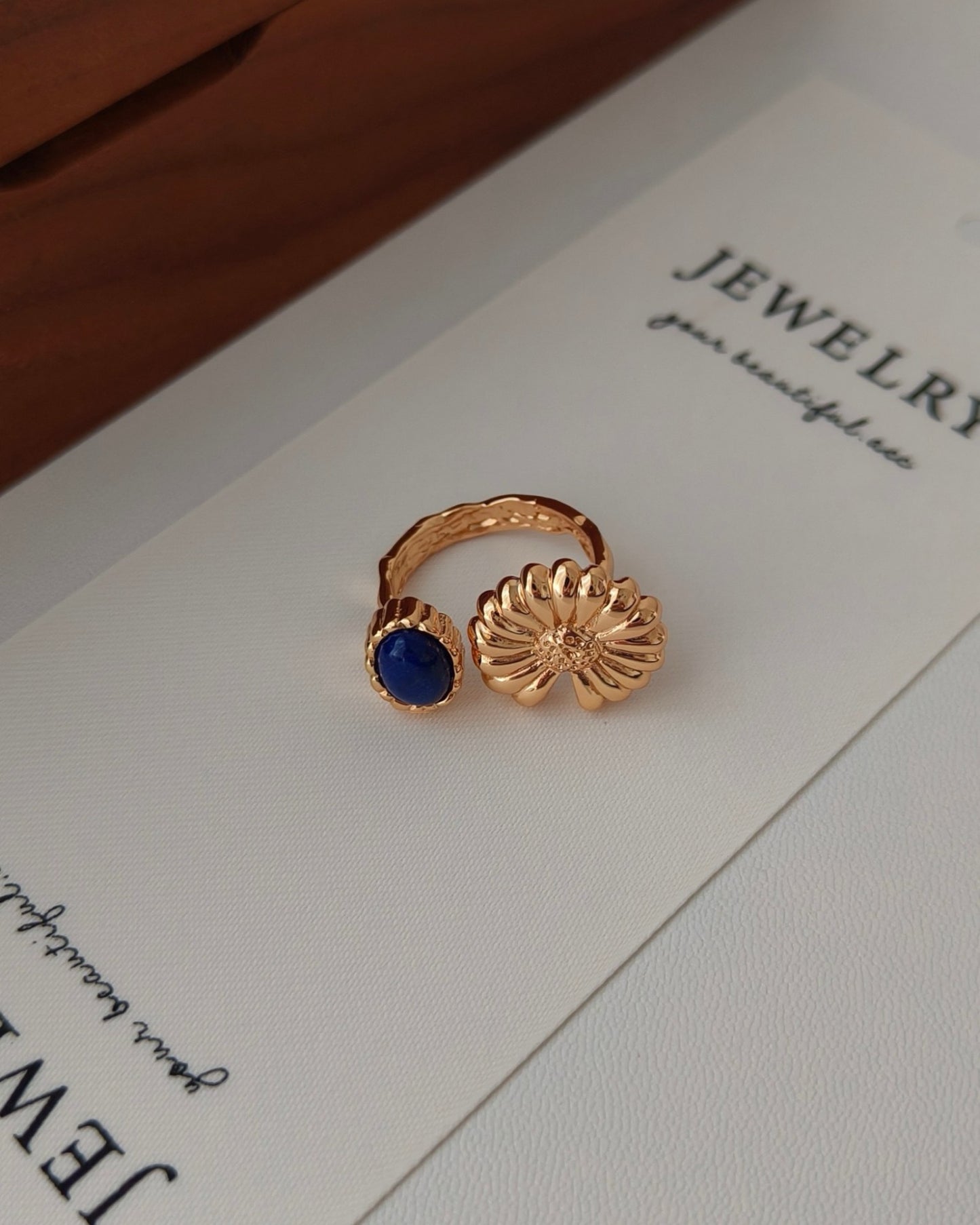 Lapis Lazuli & Pearl Adjustable Ring