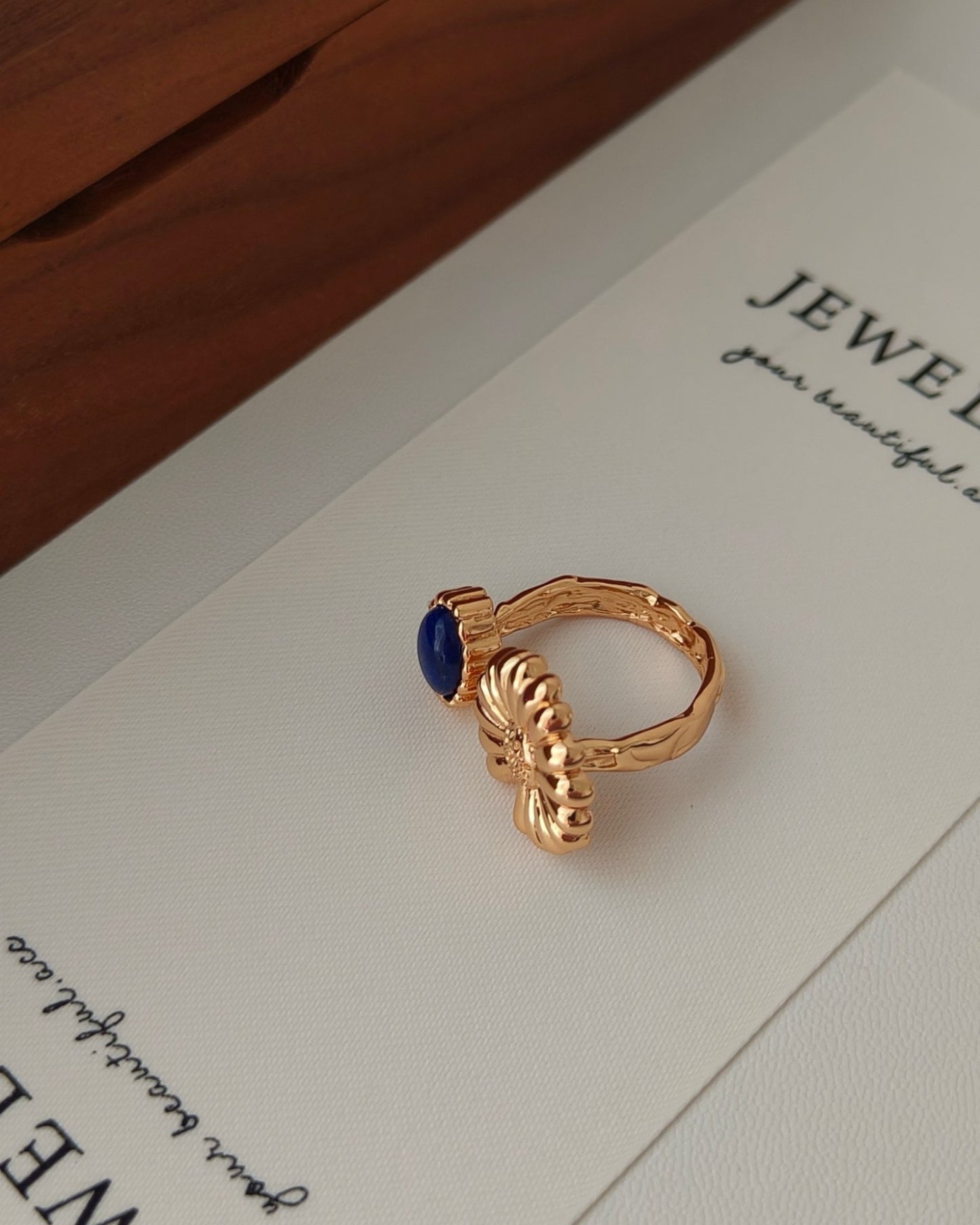 Lapis Lazuli & Pearl Adjustable Ring