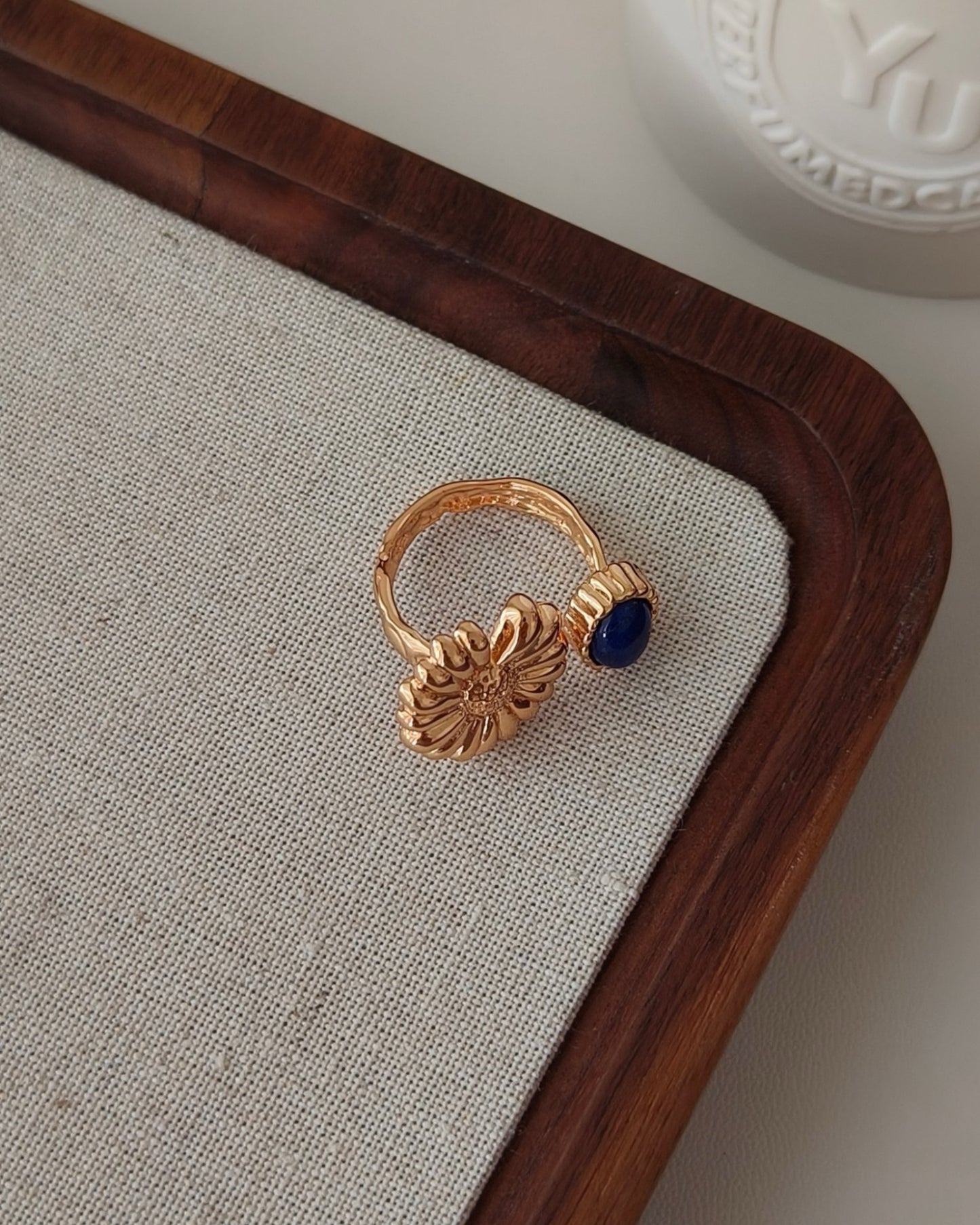 Lapis Lazuli & Pearl Adjustable Ring