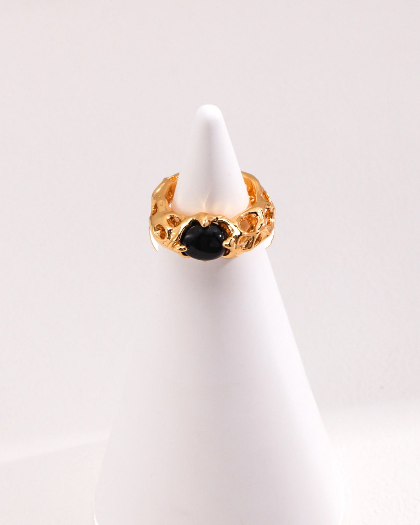 Gold-Plated Black Onyx Ring