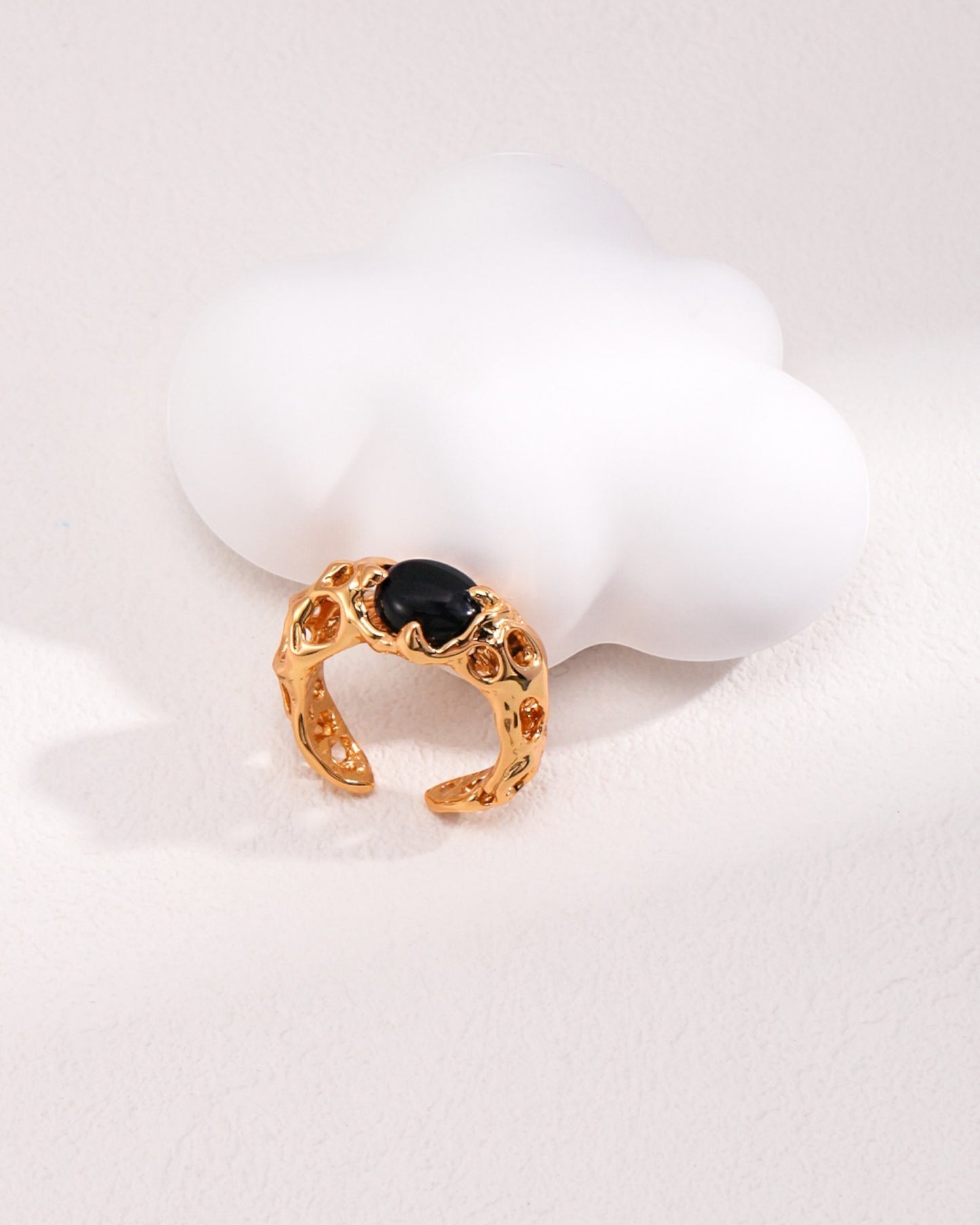 Gold-Plated Black Onyx Ring