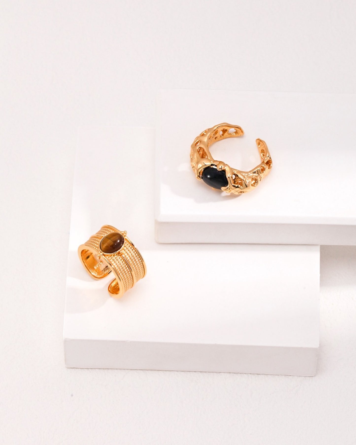 Gold-Plated Black Onyx Ring