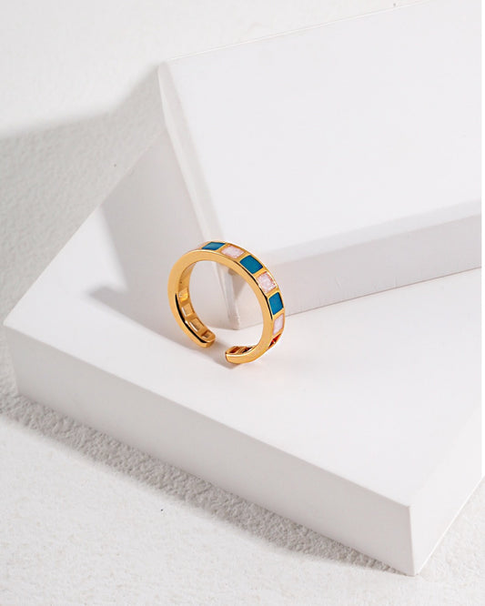 Luxe Enamel and Gold Adjustable Ring