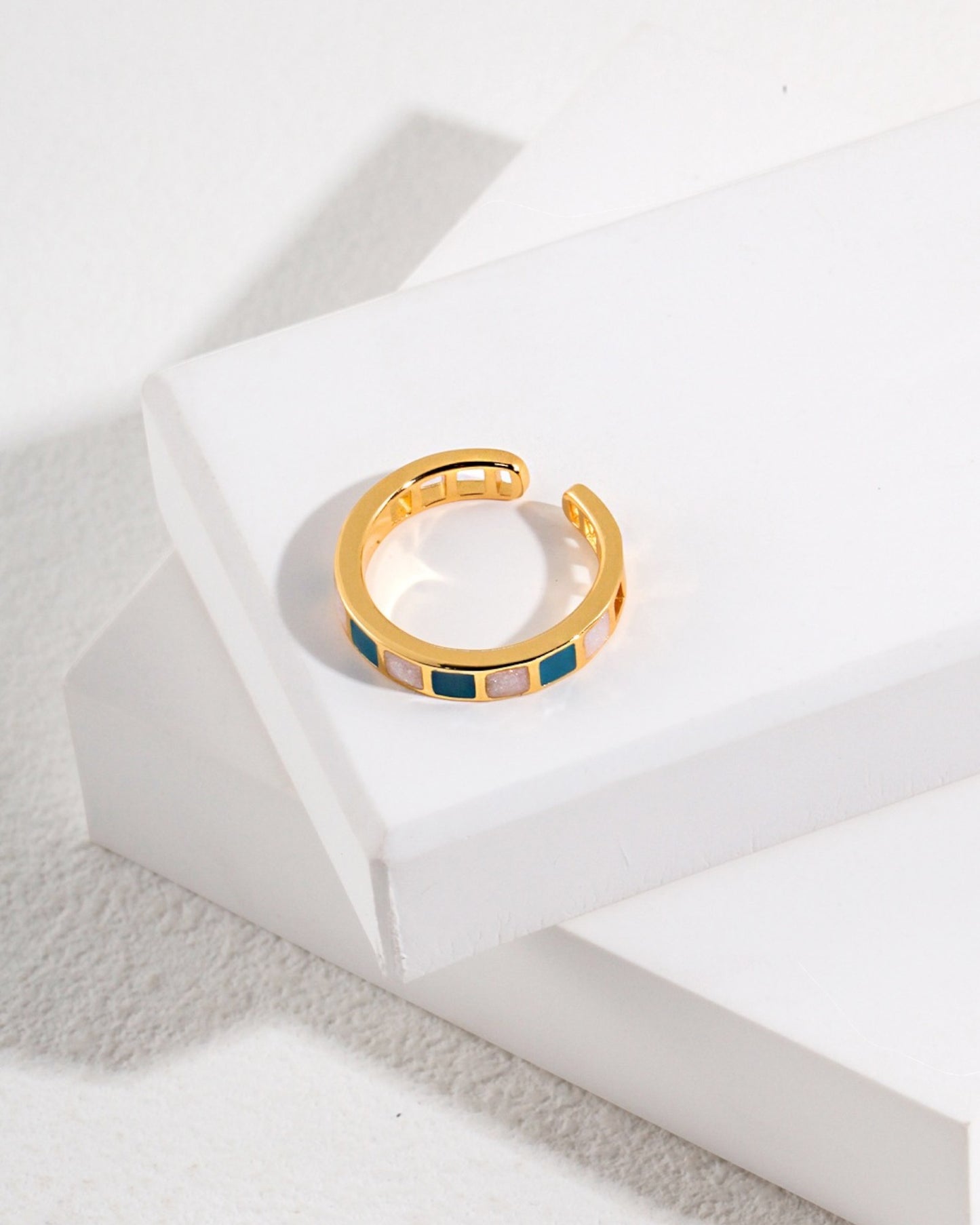 Luxe Enamel and Gold Adjustable Ring