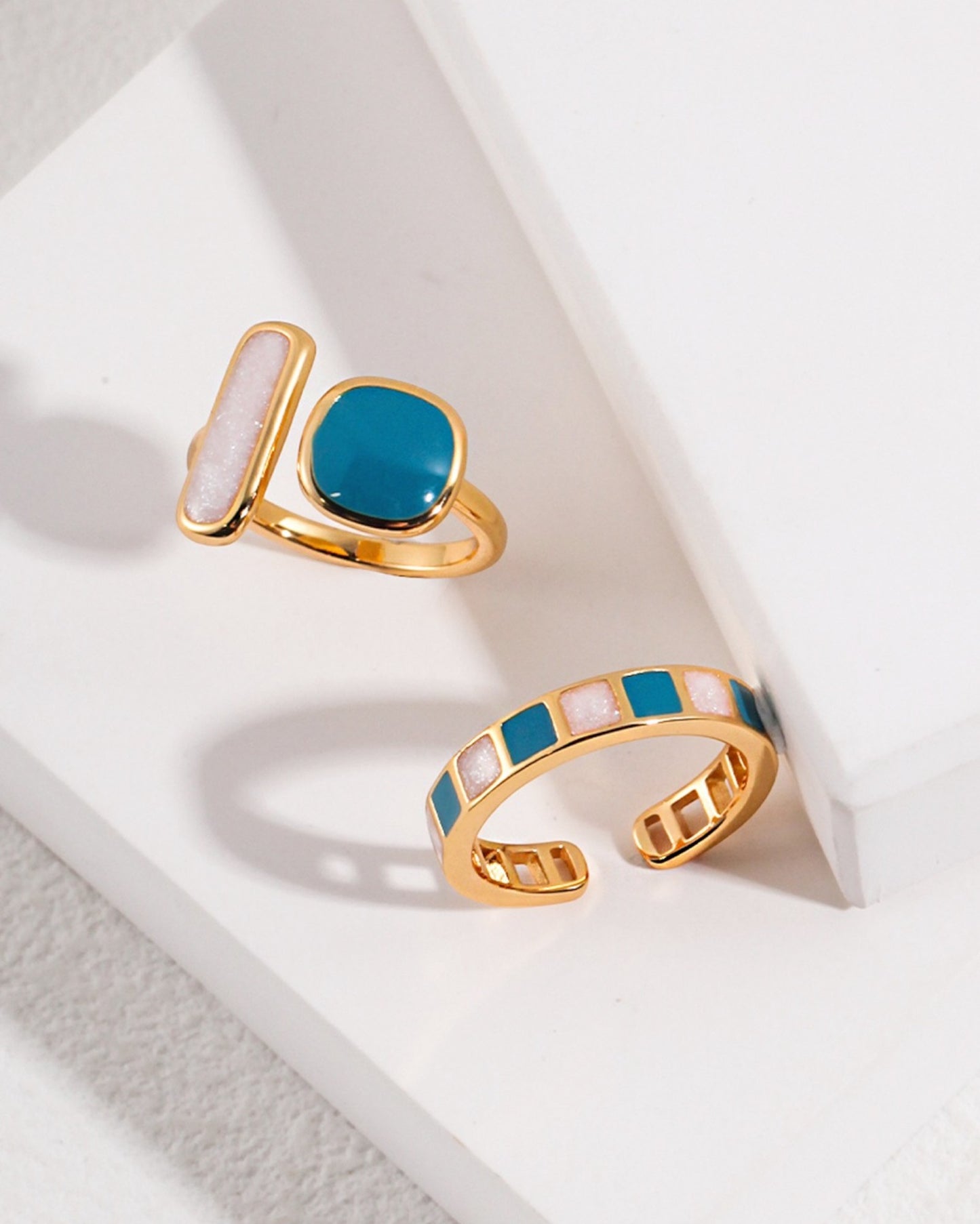 Luxe Enamel and Gold Adjustable Ring