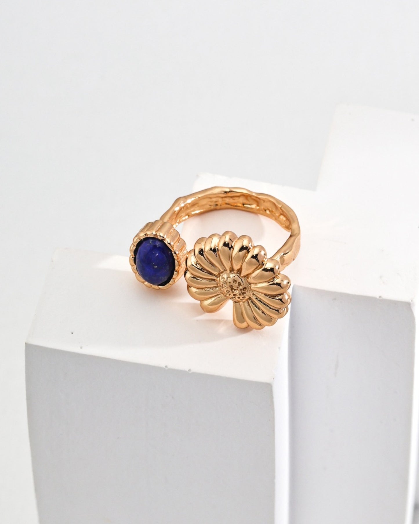 Golden Daisy & Blue Stone Ring