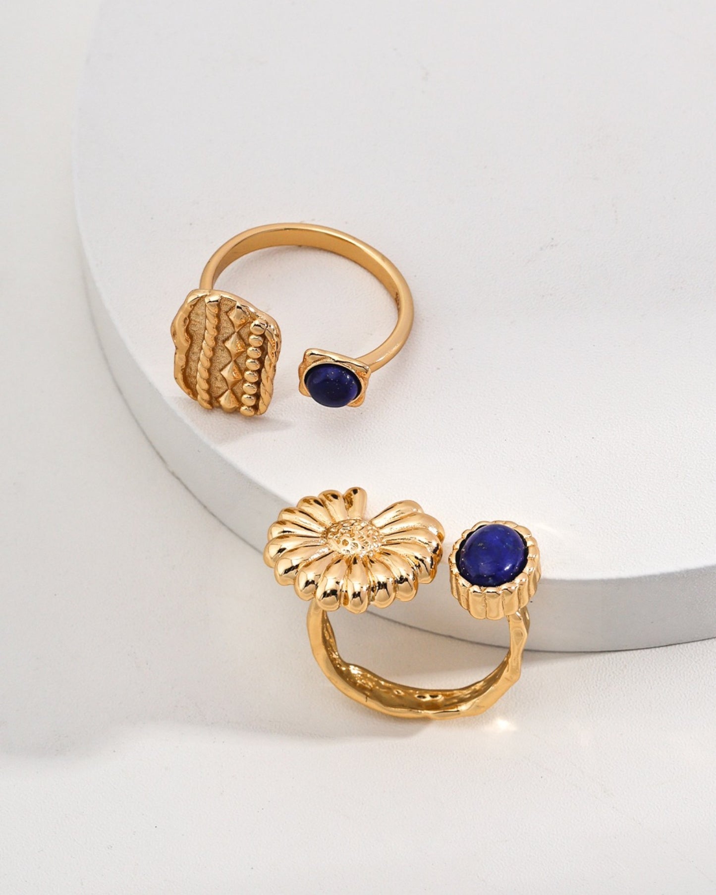 Golden Daisy & Blue Stone Ring