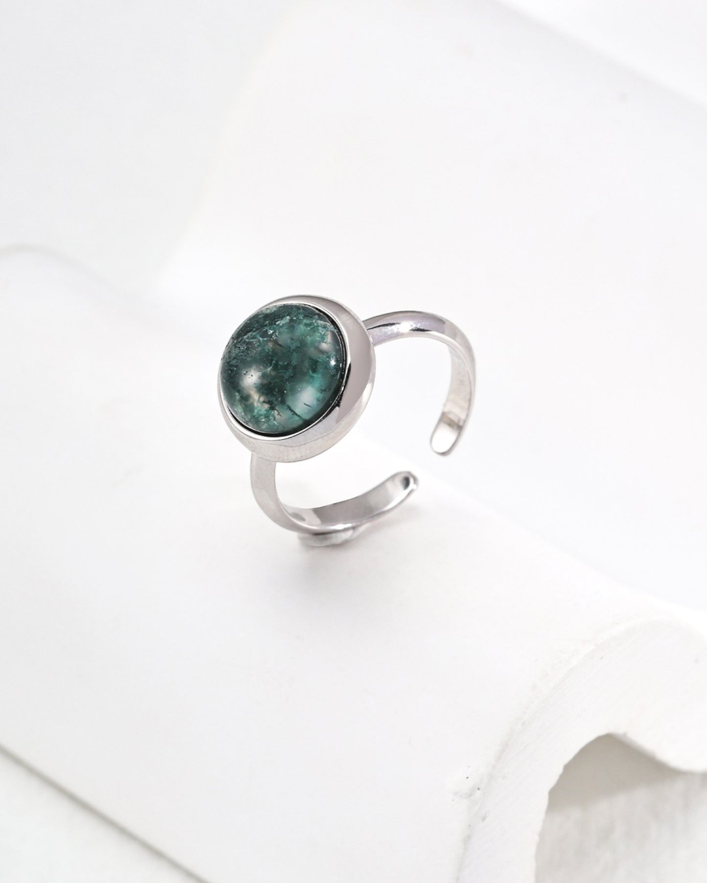 Green Agate Statement Ring