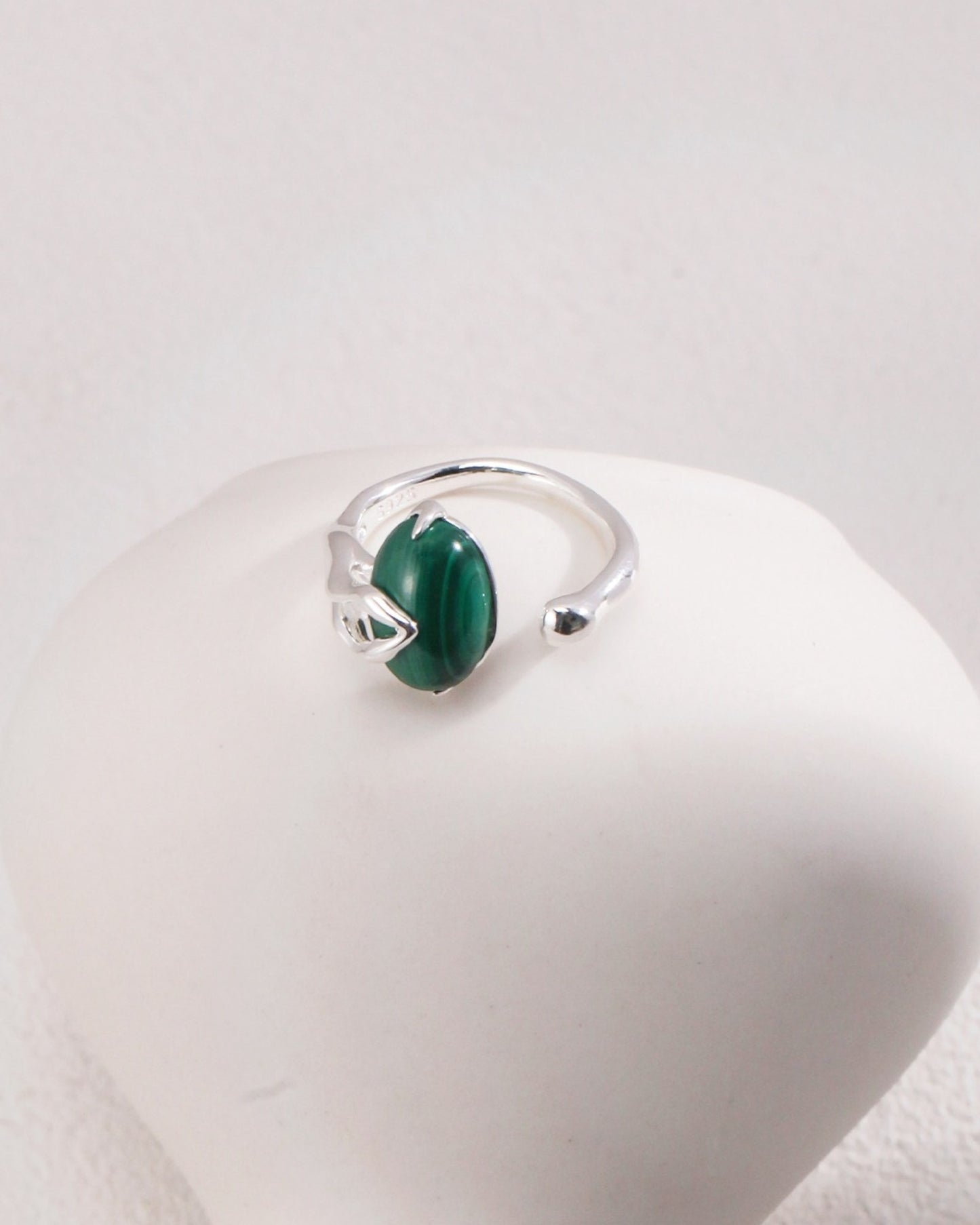 Black & Green Malachite S925 Silver Ring