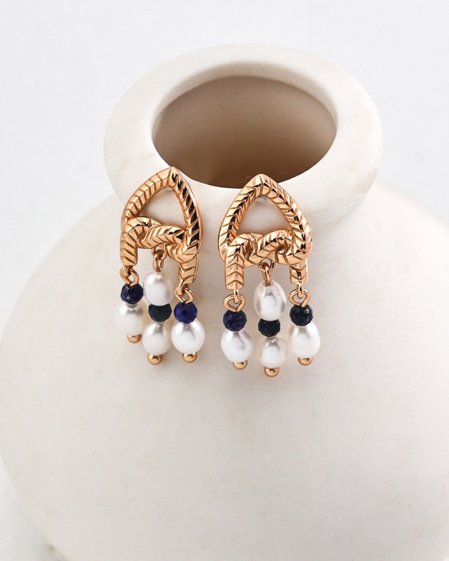 Pearl & Sapphire Drop Earrings