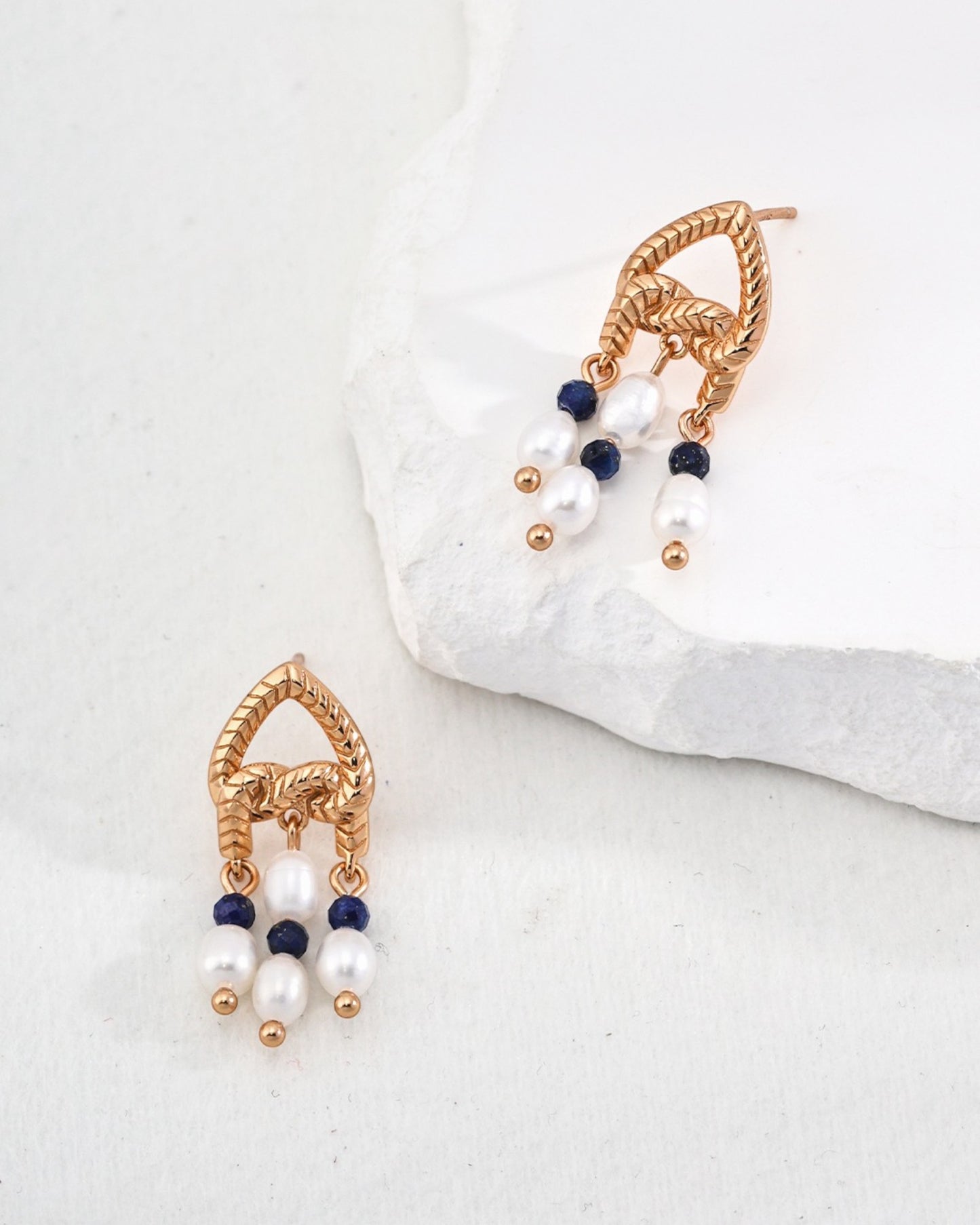 Pearl & Sapphire Drop Earrings